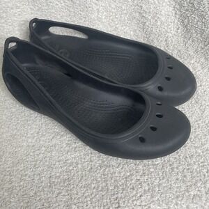 Crocs Kadee Women's Size 6 Black Rubber Ballet Flats Slip On Comfort Shoes